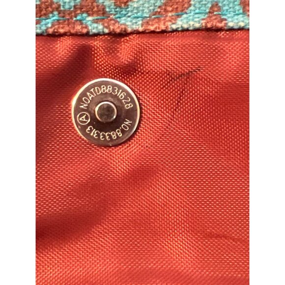 Kavu Trendy Geometric Print Wallet Blue Brown Trifold Zip Pocket ID Holder READ - Picture 7 of 8